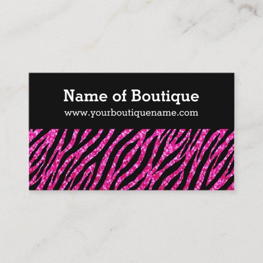 Trendy Boutique Roze en Zwarte Zebra FAUX Glitz Visitekaartje (Voorkant)