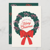 Trendy Bow Girly Christmas Kaart (Voorkant / Achterkant)