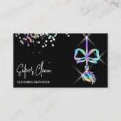 Trendy Bow Maid Schoonmaakhuis Sparkling Holograph Visitekaartje (Voorkant)