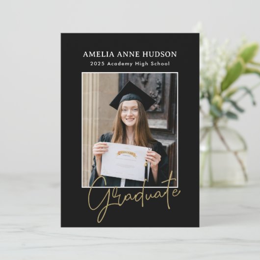 Trendy Bow Ribbon 2025 Afstuderen Foto Afstuderen Kaart (Staand voorkant)