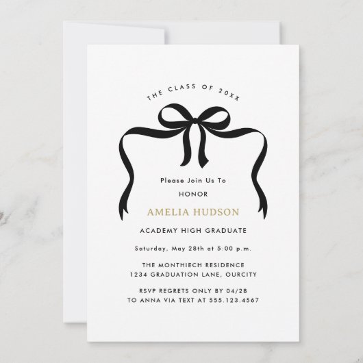 Trendy Bow Ribbon 2025 Afstuderen Foto Afstuderen Kaart (Achterkant)