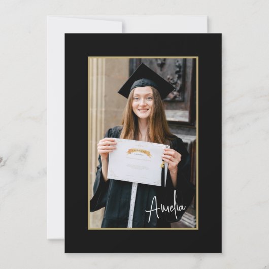 Trendy Bow Ribbon Afstuderen foto afstudeerfeest Kaart (Achterkant)