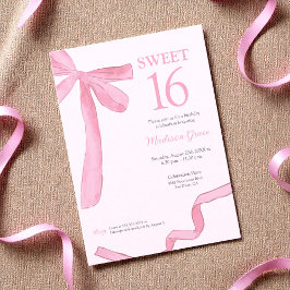 Trendy Bow Ribbon Coquette Sweet 16 Blush Pink  Kaart