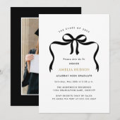 Trendy Bow Ribbon Foto Afstudeerfeest Kaart (Voorkant / Achterkant)