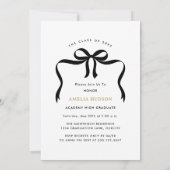 Trendy Bow Ribbon Zwart & Wit Foto Afstuderen Kaart (Achterkant)
