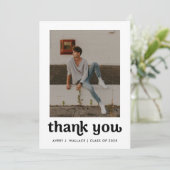 Trendy Boy Afstuderen Foto minimaal bewerkbaar Bedankkaart (Staand voorkant)