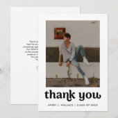 Trendy Boy Afstuderen Foto minimaal bewerkbaar Bedankkaart (Voorkant / Achterkant)