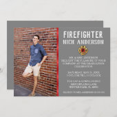 Trendy brandweerschool Afstuderen Aankondiging (Voorkant / Achterkant)
