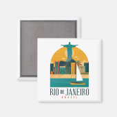 Trendy Brazilië Stad Rio de Janeiro Vintage Magneet (Voorkant / Achterkant)