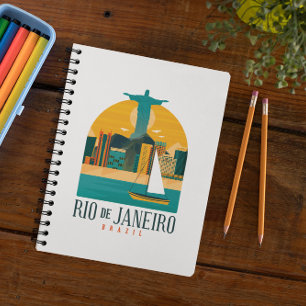 Trendy Brazilië Stad Rio de Janeiro Vintage Notitieboek