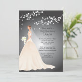 Trendy Bride Black & Grey Vrijgezellenfeest Invite Kaart (Staand voorkant)
