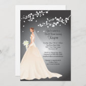 Trendy Bride Black & Grey Vrijgezellenfeest Invite Kaart (Voorkant / Achterkant)