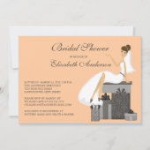 Trendy Bride Bridal Shower Invitation Peach Grey Kaart (Voorkant)