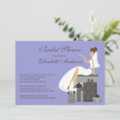 Trendy Bride Bridal Shower Uitnodiging Paars grijs (Staand voorkant)