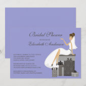 Trendy Bride Bridal Shower Uitnodiging Paars grijs (Voorkant / Achterkant)