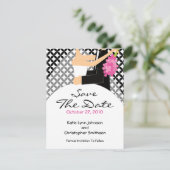 Trendy Bride & Groom sparen de Uitnodiging van de  (Staand voorkant)