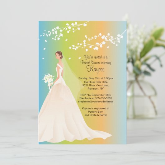 Trendy Bride Pastel Vrijgezellenfeest Invite Kaart (Staand voorkant)