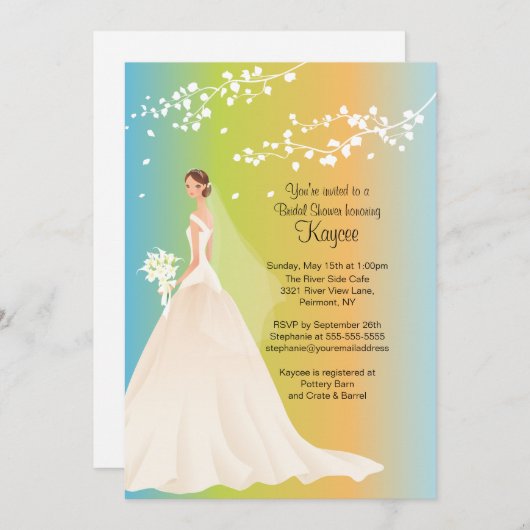 Trendy Bride Pastel Vrijgezellenfeest Invite Kaart (Voorkant / Achterkant)