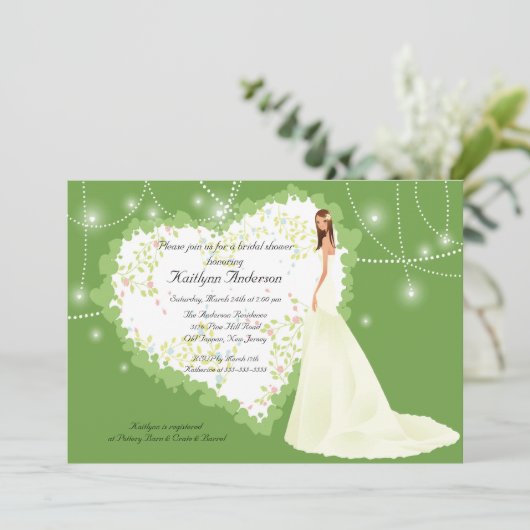 Trendy Bride Vrijgezellenfeest Heart Invitation Kaart (Staand voorkant)