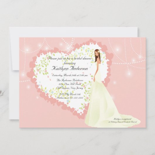 Trendy Bride Vrijgezellenfeest Heart Invitation Kaart (Voorkant)