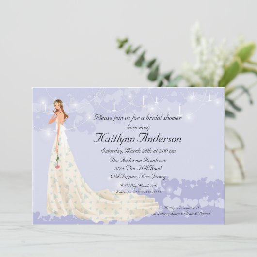 Trendy Bride Vrijgezellenfeest Lavender Invitation Kaart (Staand voorkant)