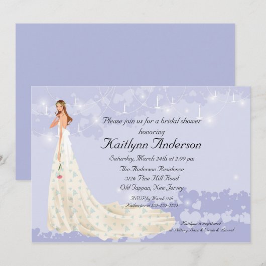 Trendy Bride Vrijgezellenfeest Lavender Invitation Kaart (Voorkant / Achterkant)