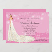 Trendy Bride Vrijgezellenfeest PinkInvitation Kaart (Voorkant / Achterkant)