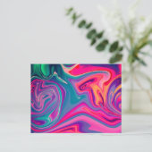 Trendy Bright Blauw Roze Groen Abstract Patroon Briefkaart (Staand voorkant)