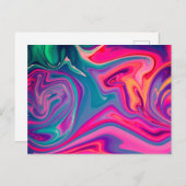 Trendy Bright Blauw Roze Groen Abstract Patroon Briefkaart (Voorkant / Achterkant)