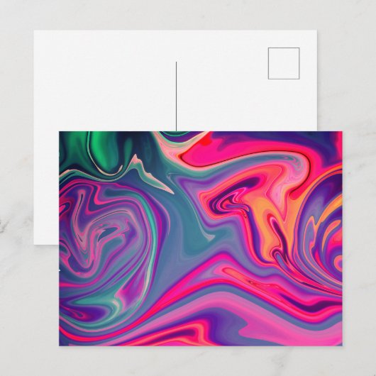 Trendy Bright Blauw Roze Groen Abstract Patroon Briefkaart (Voorkant / Achterkant)