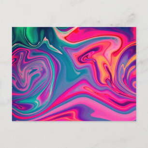 Trendy Bright Blauw Roze Groen Abstract Patroon Briefkaart
