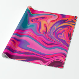 Trendy Bright Blauw Roze Groen Abstract Patroon Cadeaupapier