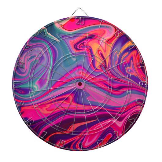 Trendy Bright Blauw Roze Groen Abstract Patroon Dartbord (Voorkant)