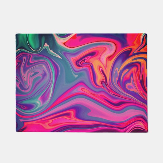 Trendy Bright Blauw Roze Groen Abstract Patroon Deurmat (Voorkant)