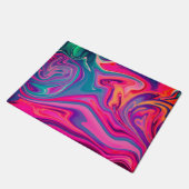 Trendy Bright Blauw Roze Groen Abstract Patroon Deurmat (Schuin)