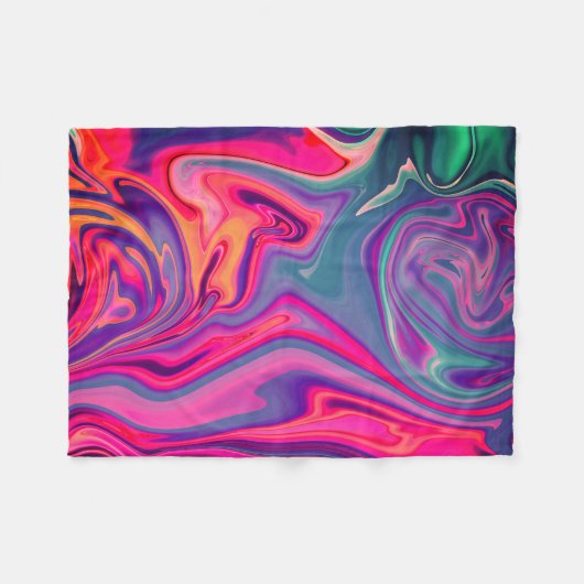 Trendy Bright Blauw Roze Groen Abstract Patroon Fleece Deken (Voorkant (Horizontaal))