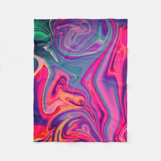 Trendy Bright Blauw Roze Groen Abstract Patroon Fleece Deken (Voorkant)