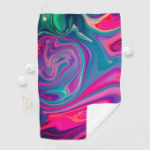 Trendy Bright Blauw Roze Groen Abstract Patroon Golfhanddoek (Insitu)
