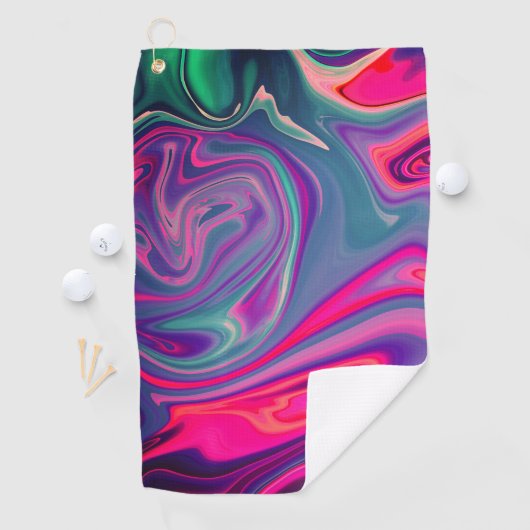 Trendy Bright Blauw Roze Groen Abstract Patroon Golfhanddoek (Insitu)