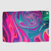 Trendy Bright Blauw Roze Groen Abstract Patroon Golfhanddoek (Horizontaal)