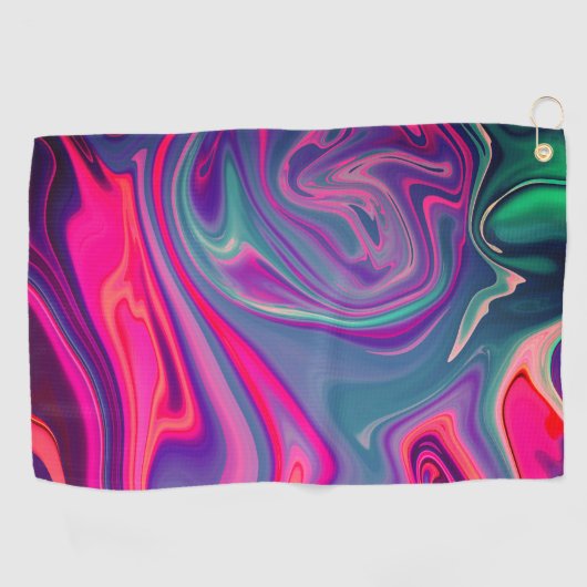 Trendy Bright Blauw Roze Groen Abstract Patroon Golfhanddoek (Horizontaal)