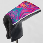 Trendy Bright Blauw Roze Groen Abstract Patroon Golfheadcover (3/4 voorkant)