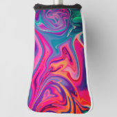 Trendy Bright Blauw Roze Groen Abstract Patroon Golfheadcover (Draai 90)