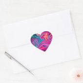 Trendy Bright Blauw Roze Groen Abstract Patroon Hart Sticker (Envelop)