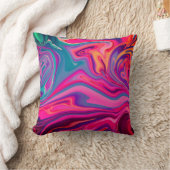 Trendy Bright Blauw Roze Groen Abstract Patroon Kussen (Deken)