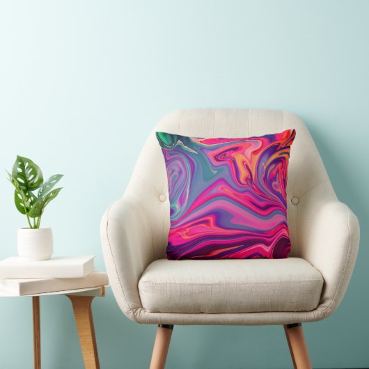 Trendy Bright Blauw Roze Groen Abstract Patroon Kussen (Stoel)