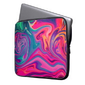 Trendy Bright Blauw Roze Groen Abstract Patroon Laptop Sleeve (Voorkant Links)