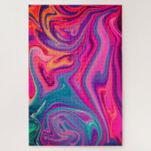 Trendy Bright Blauw Roze Groen Abstract Patroon Legpuzzel (Verticaal)