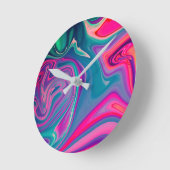 Trendy Bright Blauw Roze Groen Abstract Patroon Ronde Klok (Hoek)