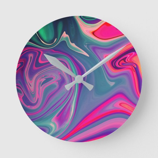 Trendy Bright Blauw Roze Groen Abstract Patroon Ronde Klok (Voorkant)